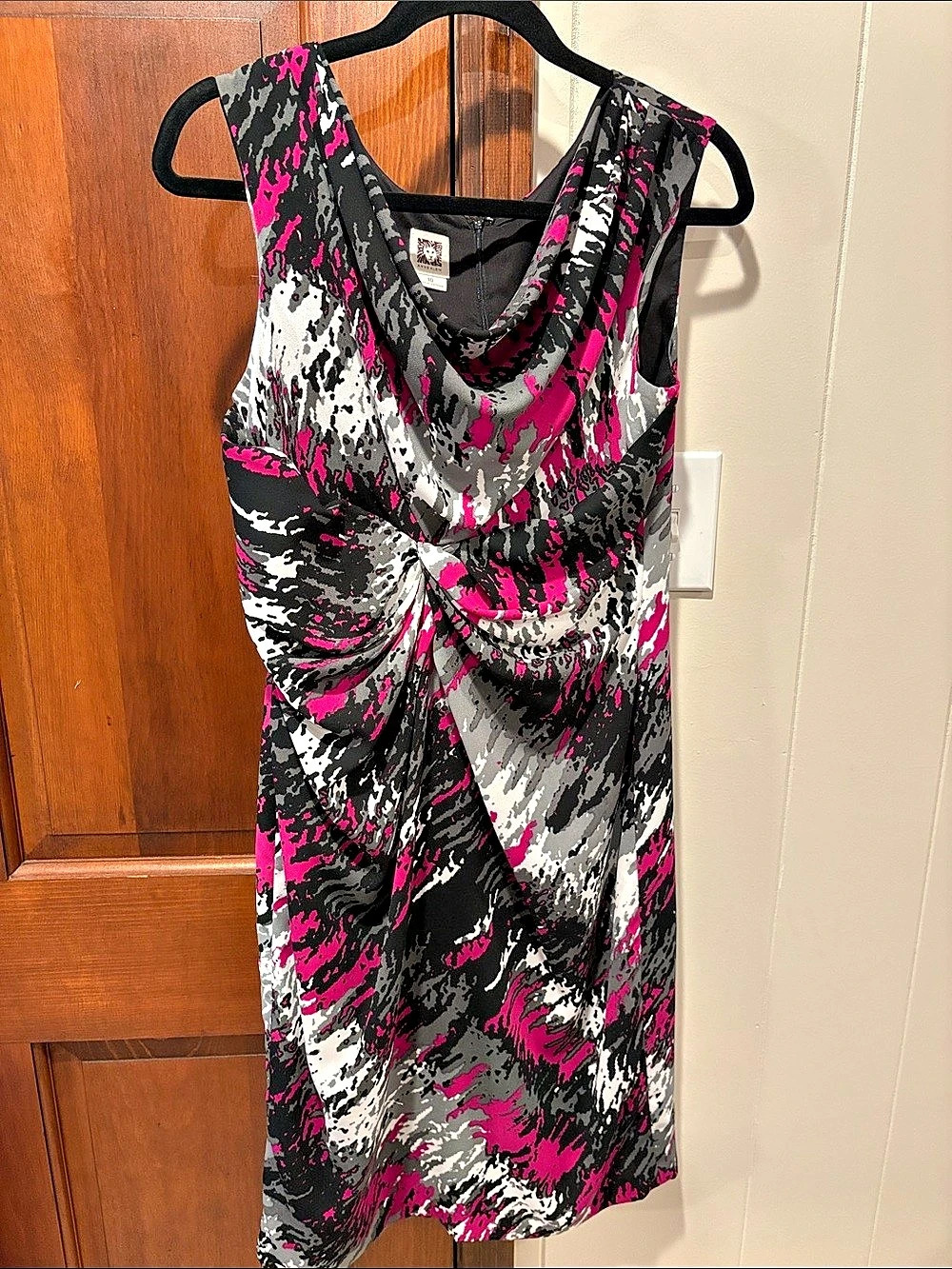 Anne Klein Abstract Mini Dress in Pink & Black Size 10 Like New